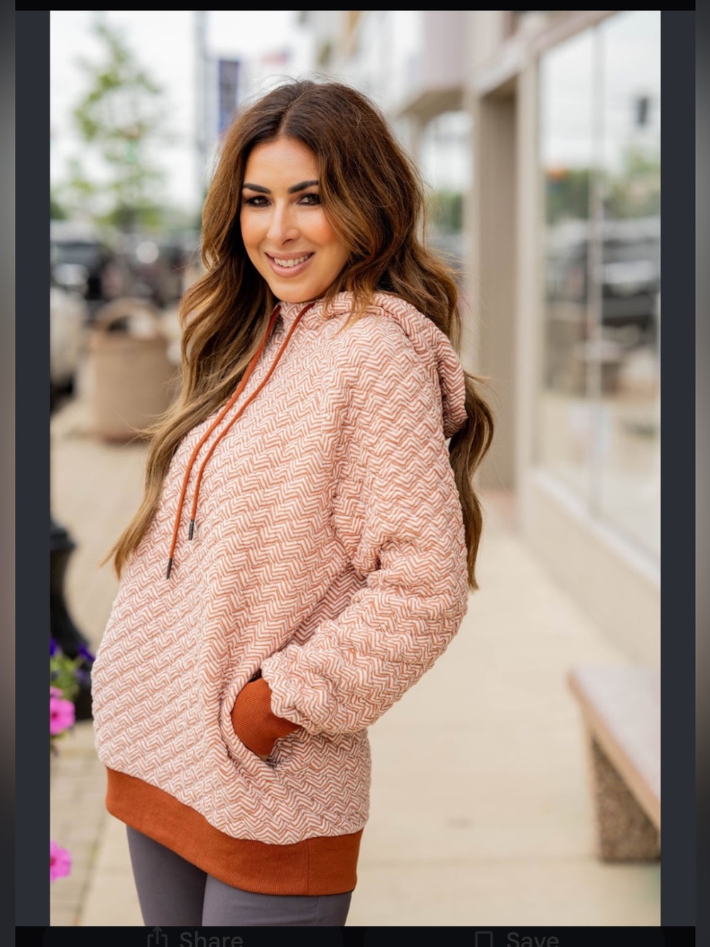 Cozy Brown Chevron Hoodie with Pockets